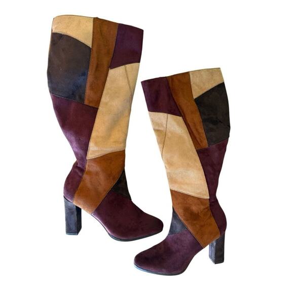 PatchworkFaux Suede Heeled Boot